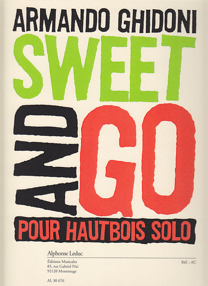 Ghidoni, Sweet and Go pour hautbois solo (Leduc)