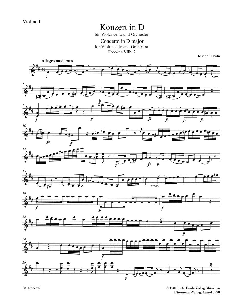 Haydn, Concerto Hob. 7b/2 Violin I (Barenreiter)