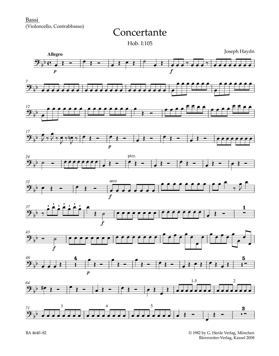 Haydn, Concertante Hob. 1/105 Vc/CB (Barenreiter)