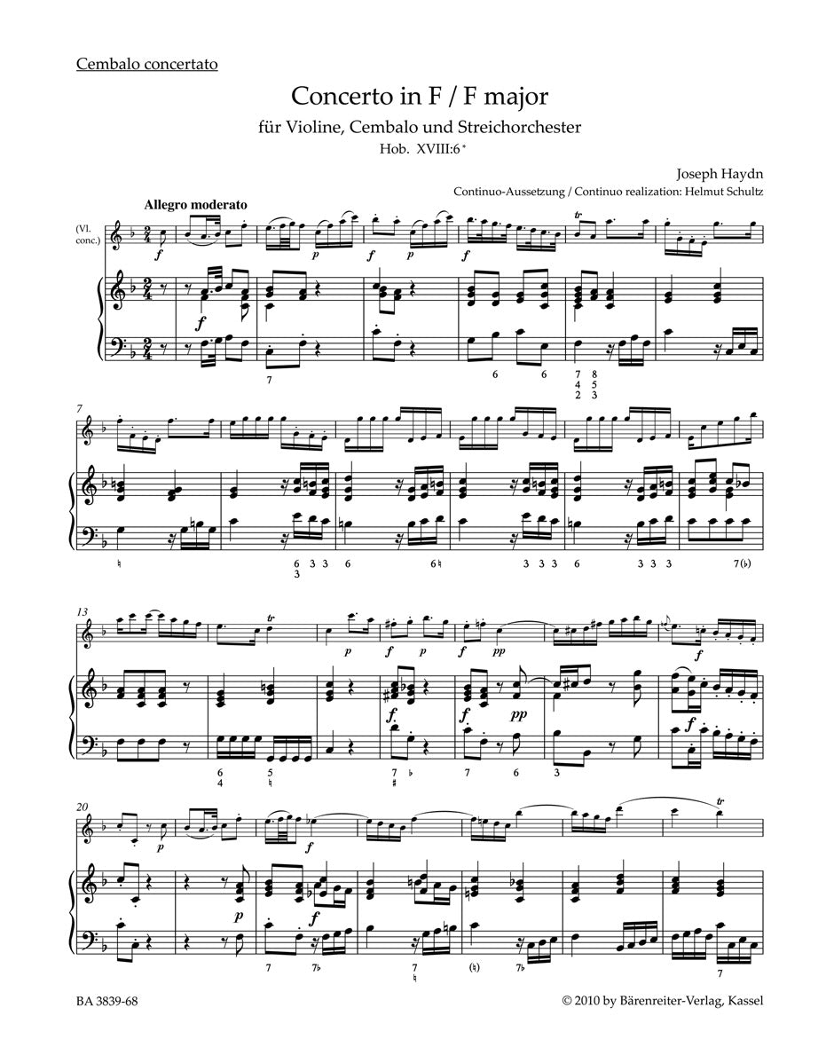 Haydn, Concerto Hob. 18/6 Cembalo (Barenreiter)