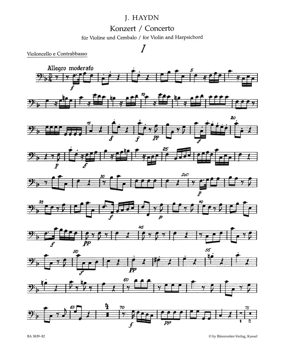 Haydn, Concerto Hob. 18/6 Vc/CB (Barenreiter)