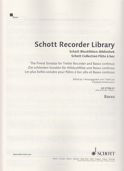Finest Sonatas (Basso continuo part) (Schott)