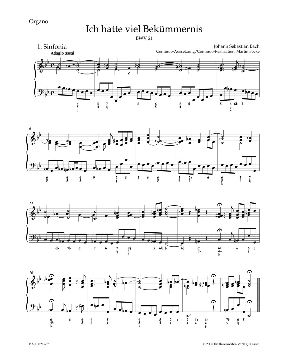 Bach, Kantate BWV 21: Organ (Barenreiter)