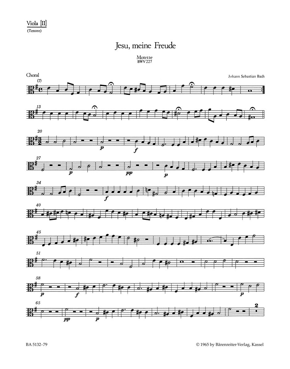 Bach, Motette BWV 227 Viola [II] (Barenreiter)