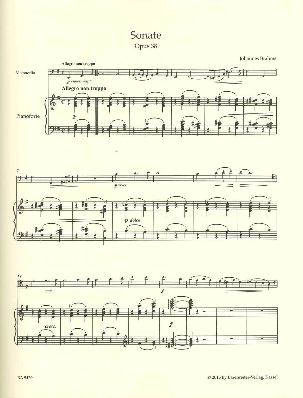 Brahms, Sonata No. 1, op. 38 (Barenreiter)
