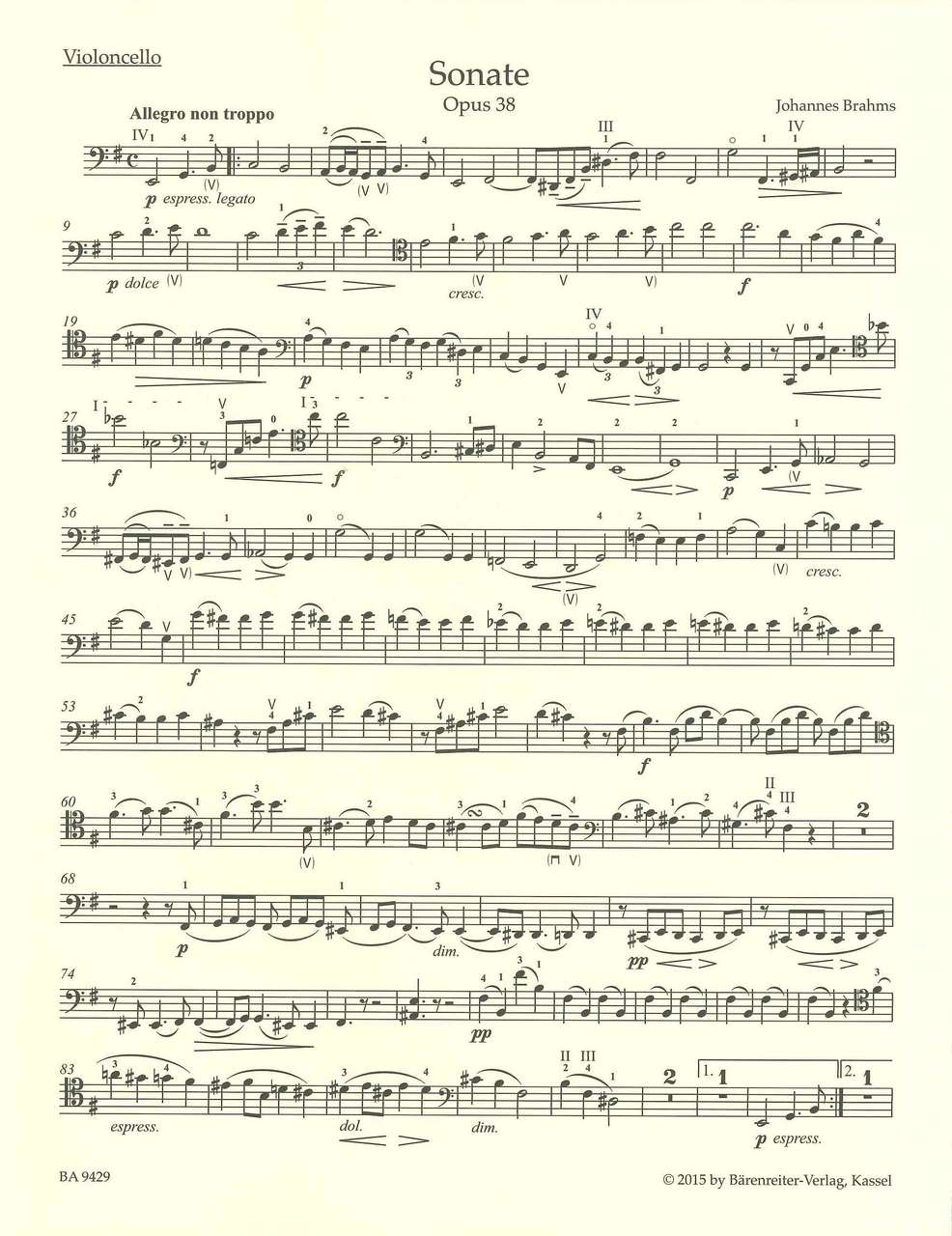 Brahms, Sonata No. 1, op. 38 (Barenreiter)