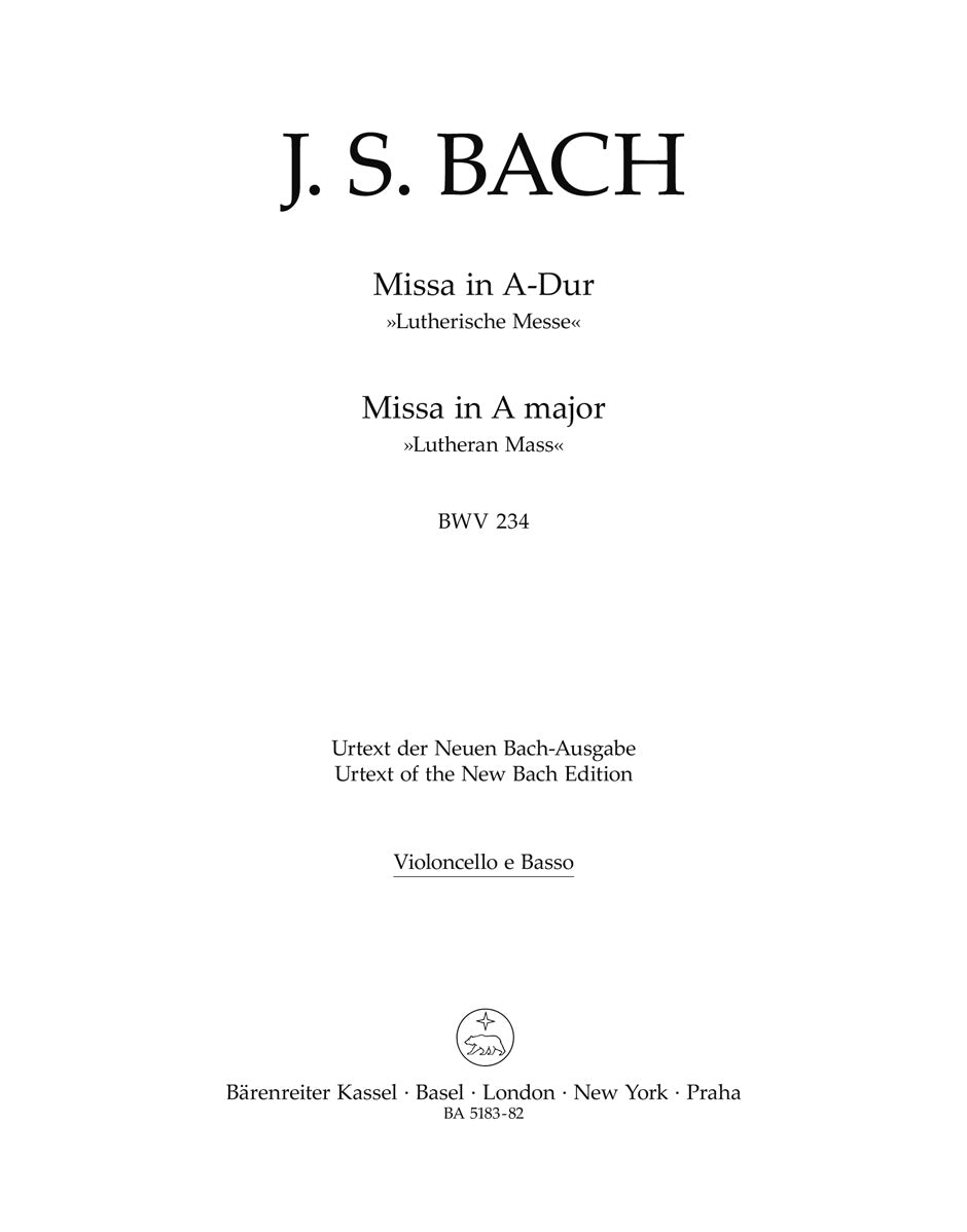 Bach, Missa BWV 234 in A (Barenreiter)
