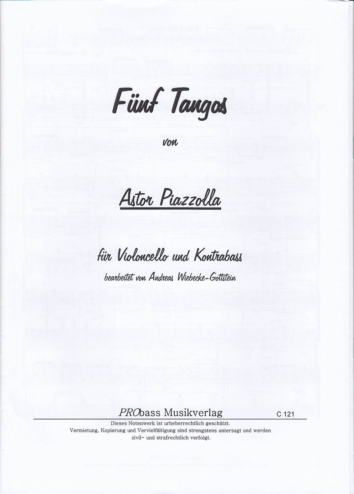 Piazzolla, 5 Tangos (Vc,CB) (Probass Musikverlag)