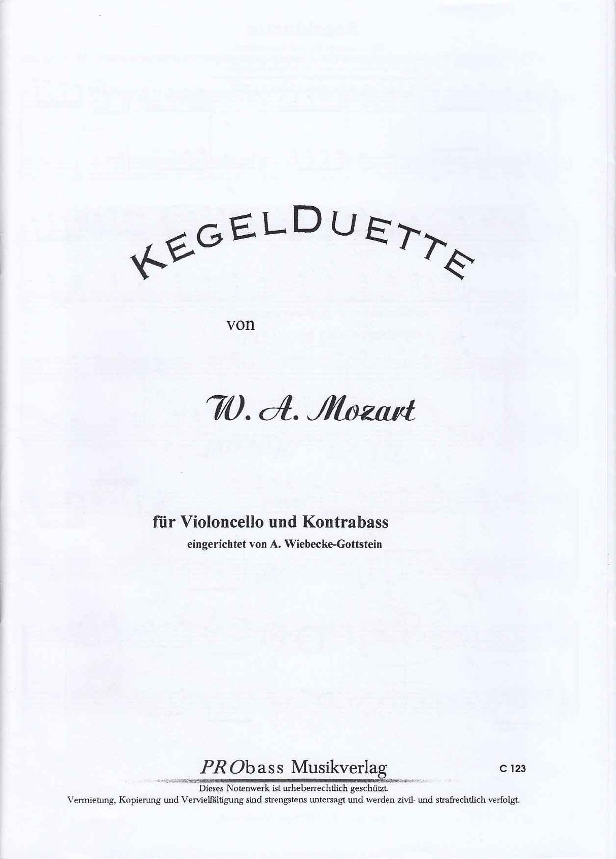 Mozart, Kegelduette (Vc,CB) (Probass Musikverlag)