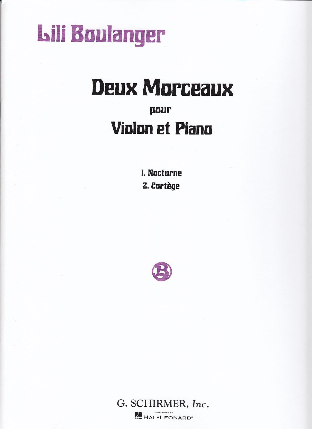 Boulanger, 2 Morceaux: Nocturne; Cortege (G.Schirmer)