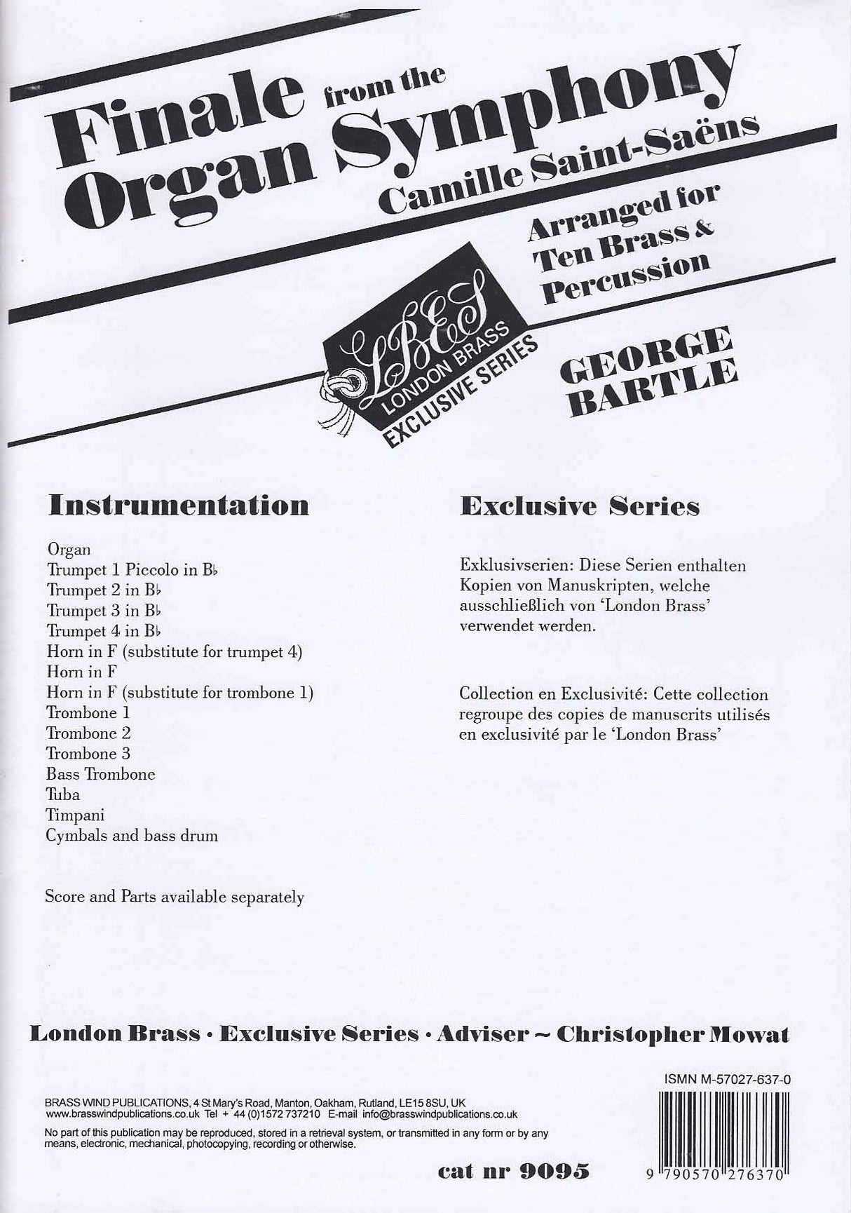 Saint-Saens, Finale from the Organ Symp (Brass Wind Publications)