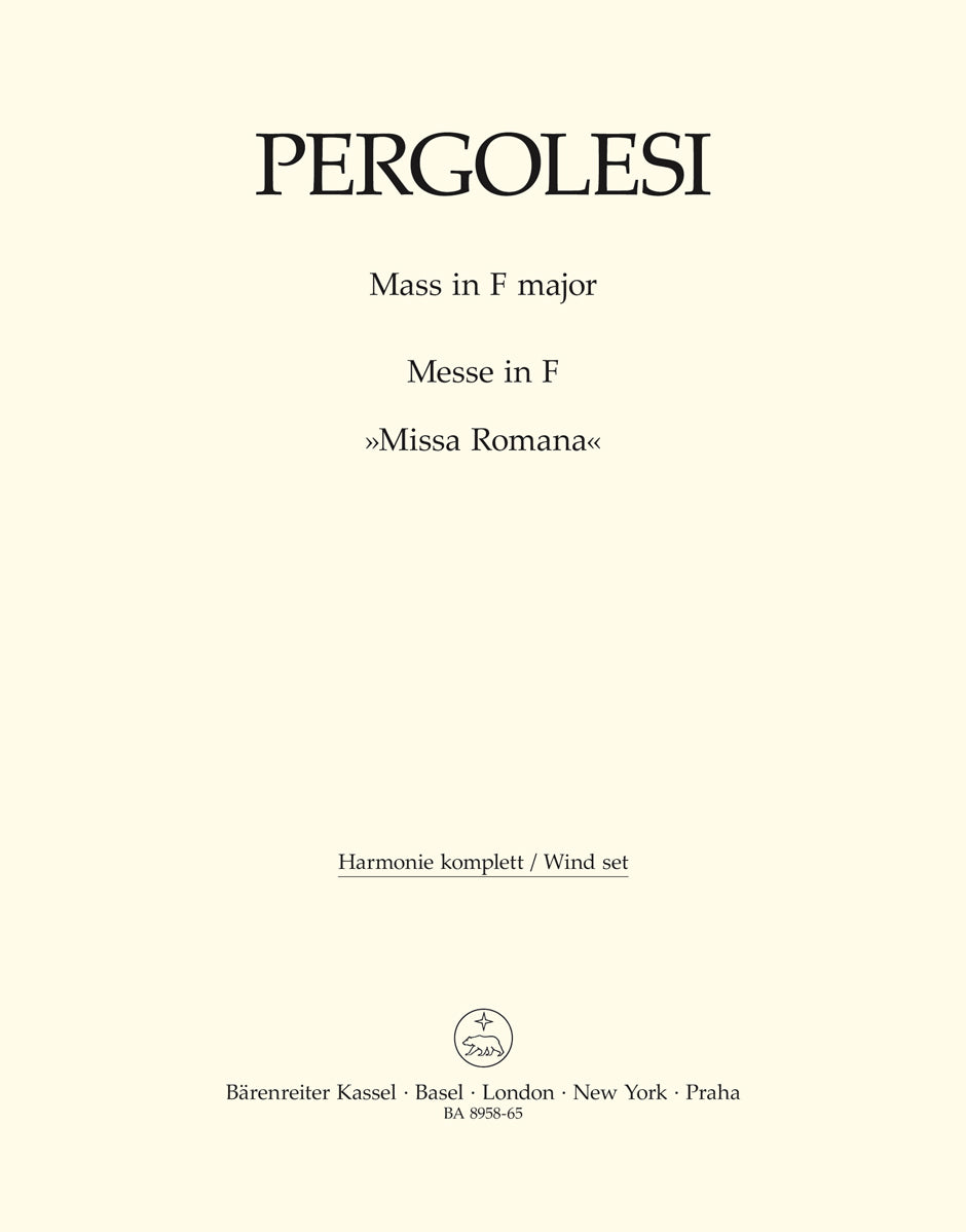 Pergolesi, Missa Romana Wind Set (Barenreiter)