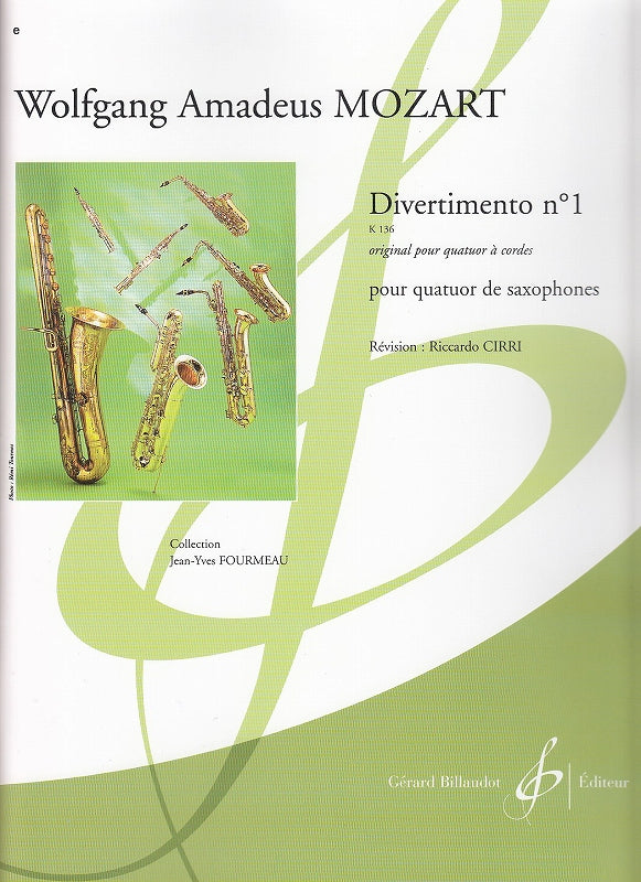 Mozart, Divertimento No. 1 KV 136 (4Sax) (Billaudot)