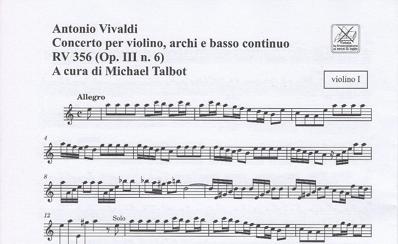 Vivaldi, Concerto op. 3/6 (Talbot)Parts (Ricordi)