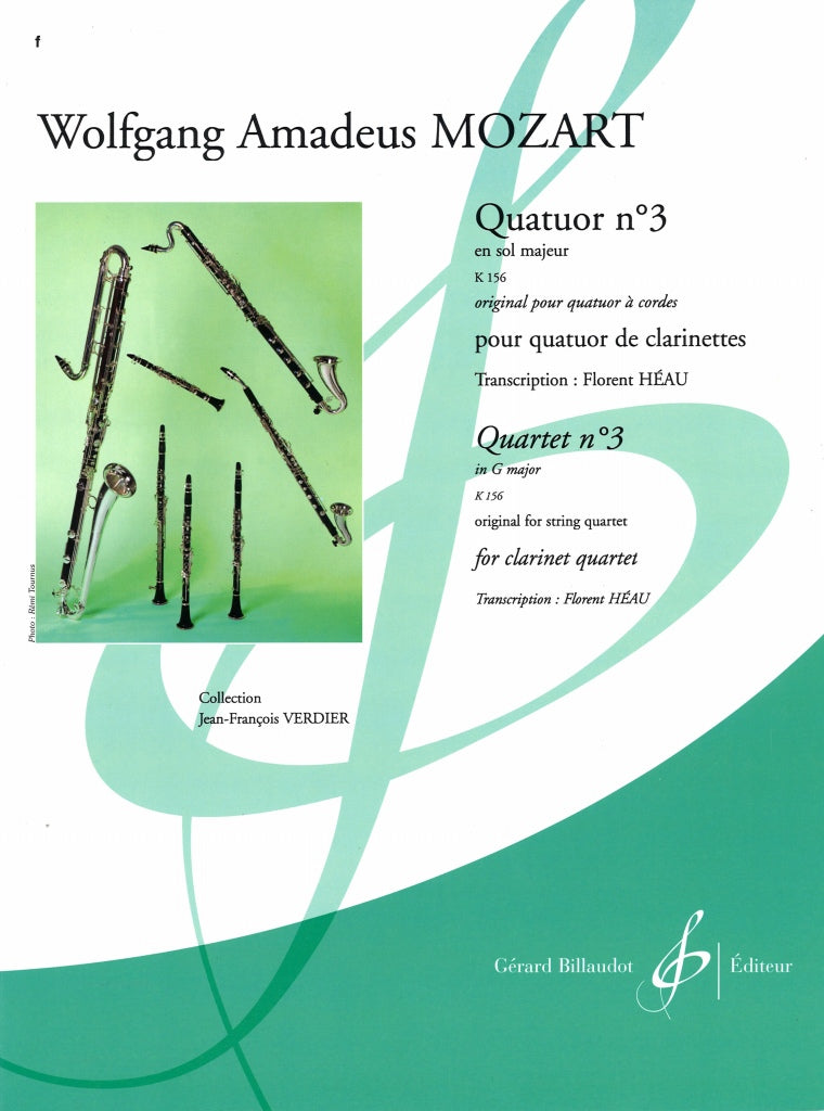 Mozart, Quatuor No. 3 en sol KV 156 (Billaudot)