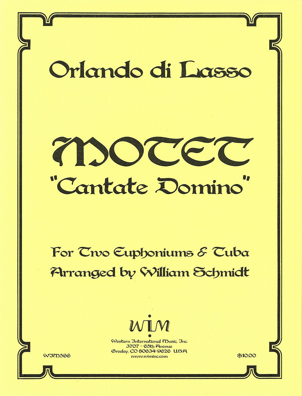 Lasso, Motet 'Cantate Domino' (Western International Music)