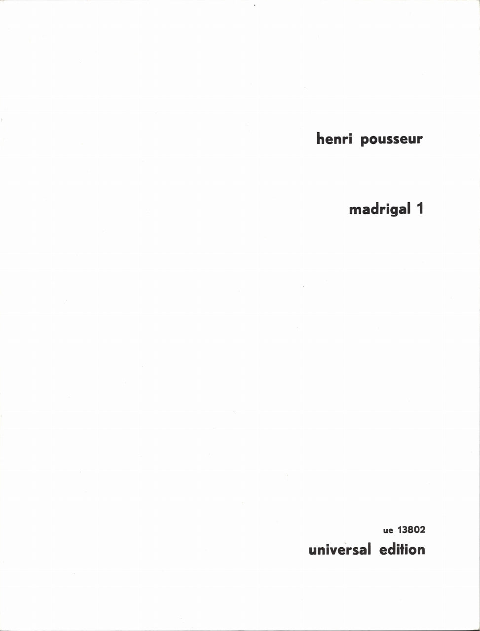 Pousseur, Madrigal 1 (Cl Solo) (Universal)