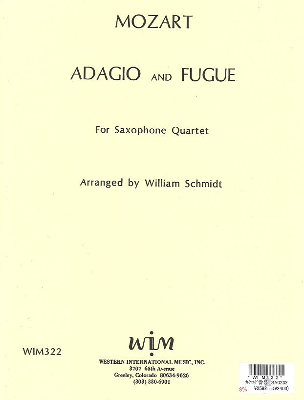 Mozart, Adagio and Fugue (SATBr Sax) (Western International Music)