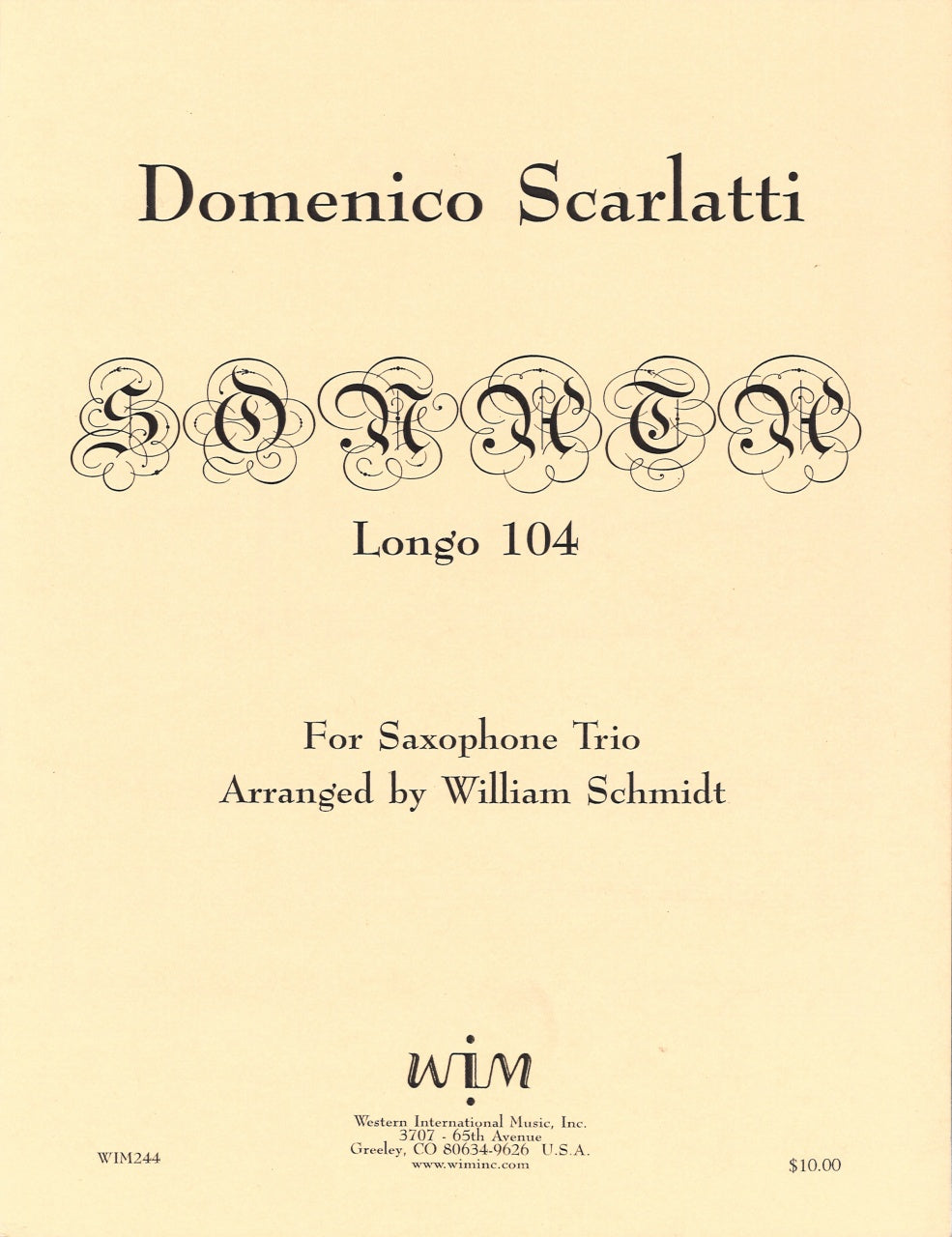Scarlatti, Sonata L 104 (SABr Sax) (Western International Music)
