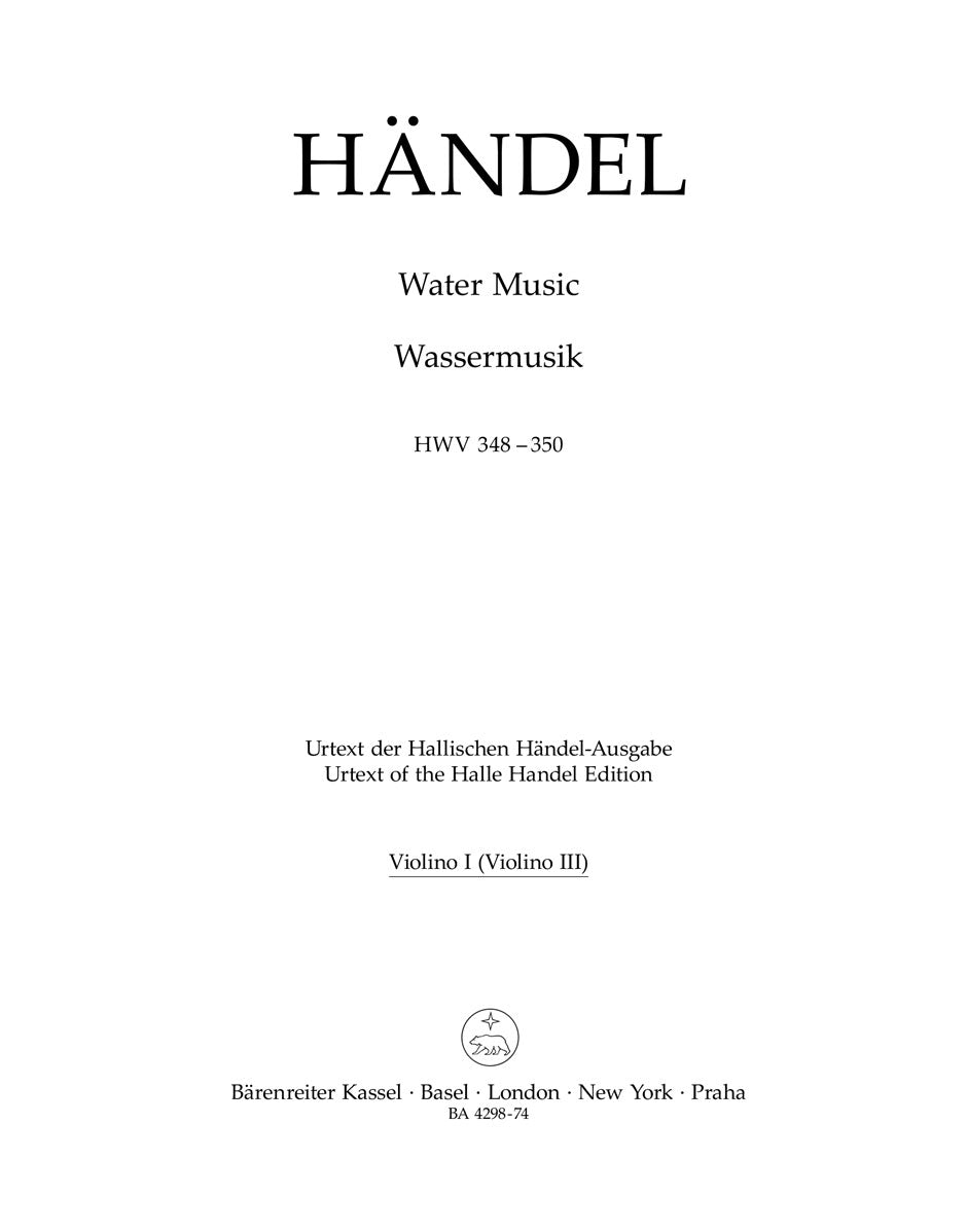 Handel, Water Music Violin I,(III) (Barenreiter)