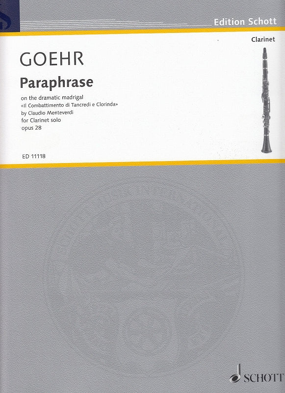 Goehr, Paraphrase 'tancredi e Clorinda' (Schott)