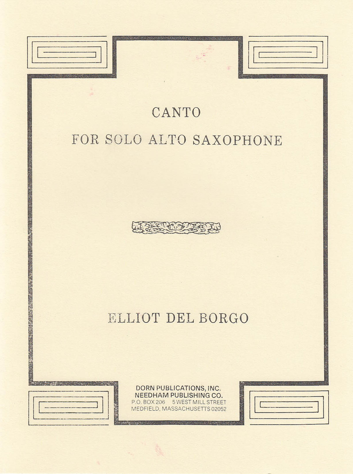 Del Borgo, Canto (ASax Solo) (Dorn Publications)