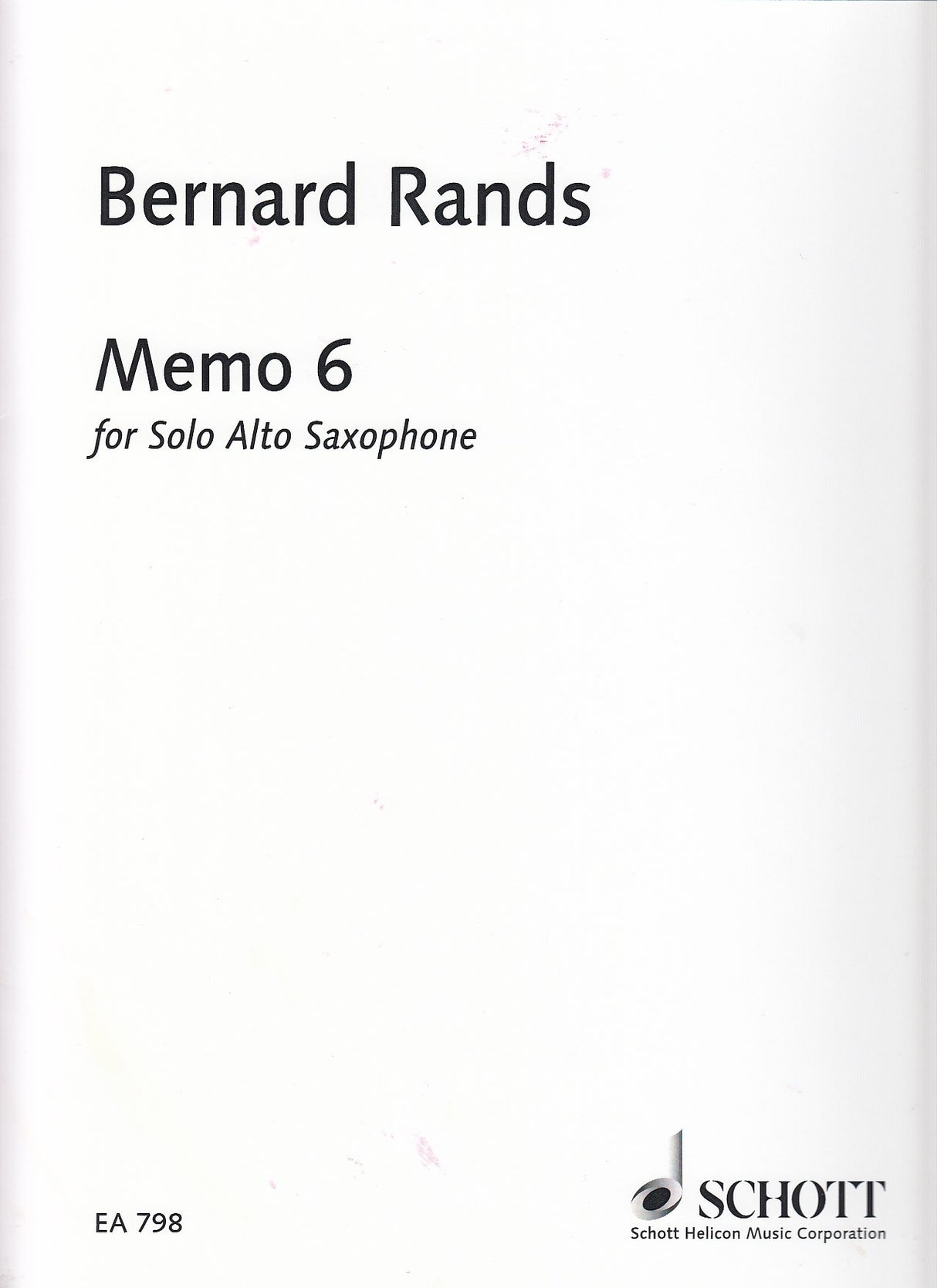 Rands, Memo 6 (ASax Solo) (Helicon/Schott)