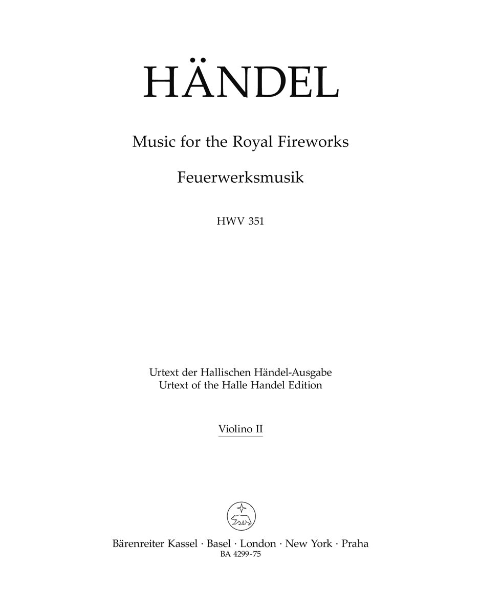 Handel, Feuerwerksmusik Violin II (Barenreiter)