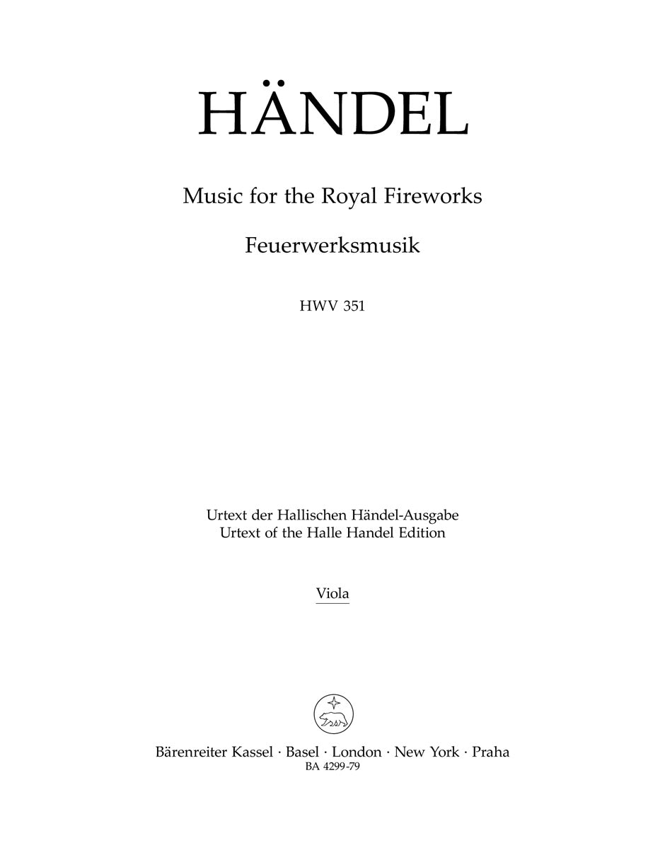 Handel, Feuerwerksmusik Viola (Barenreiter)