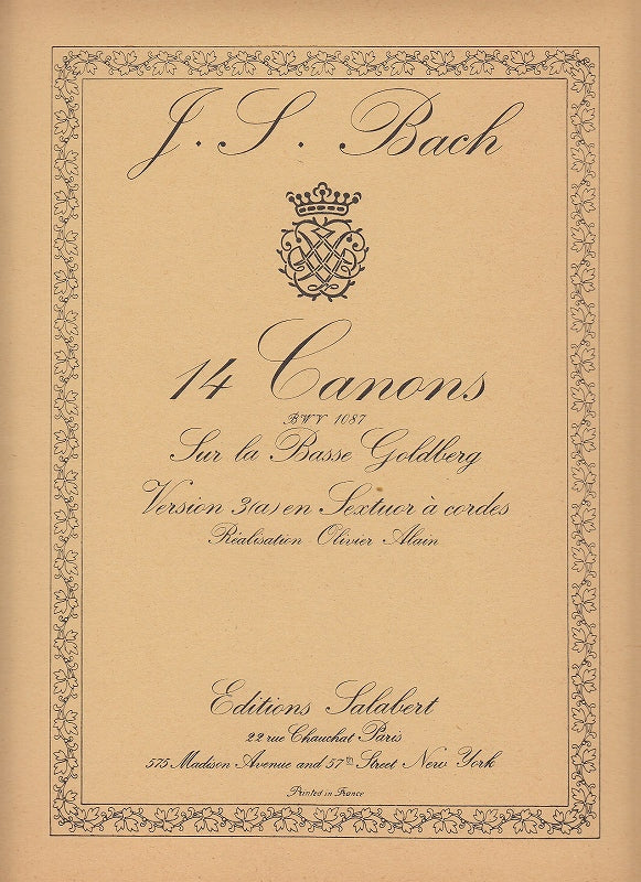 Bach, 14 Canons Goldberg (2Vn,2Va,2Vc) (Salabert)