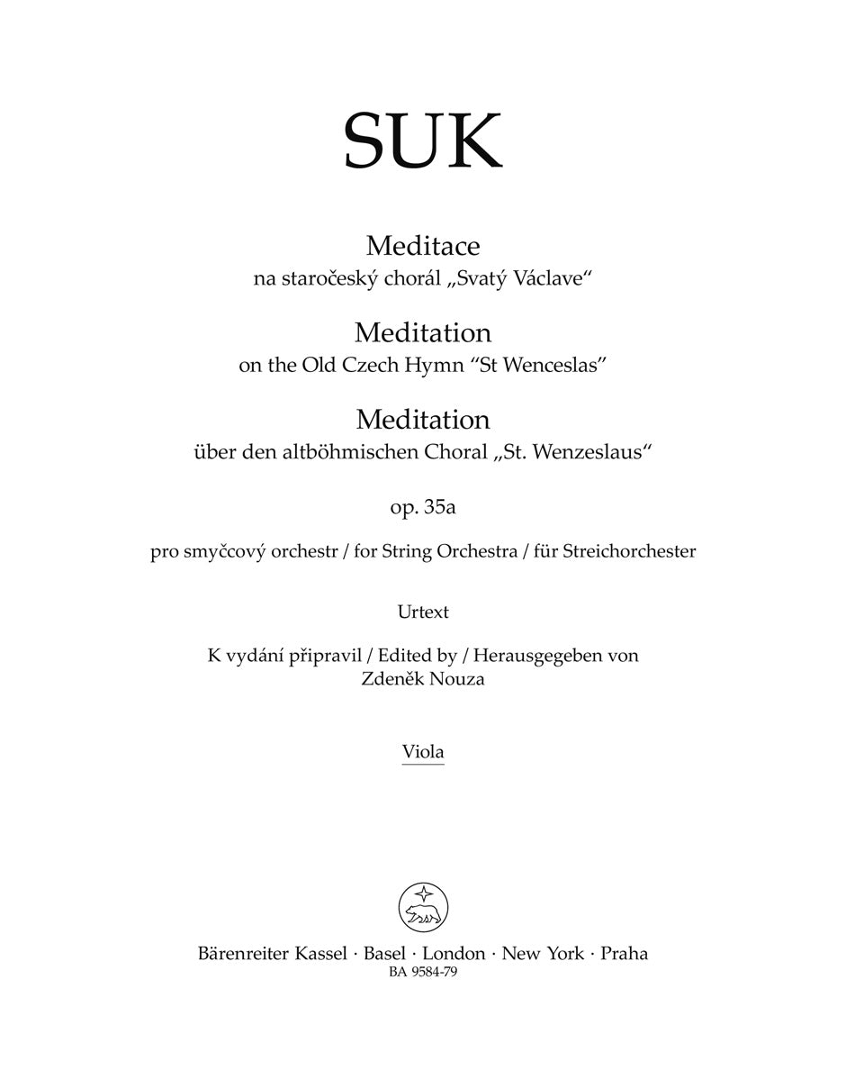 Suk, Meditation op. 35a Viola (Barenreiter)