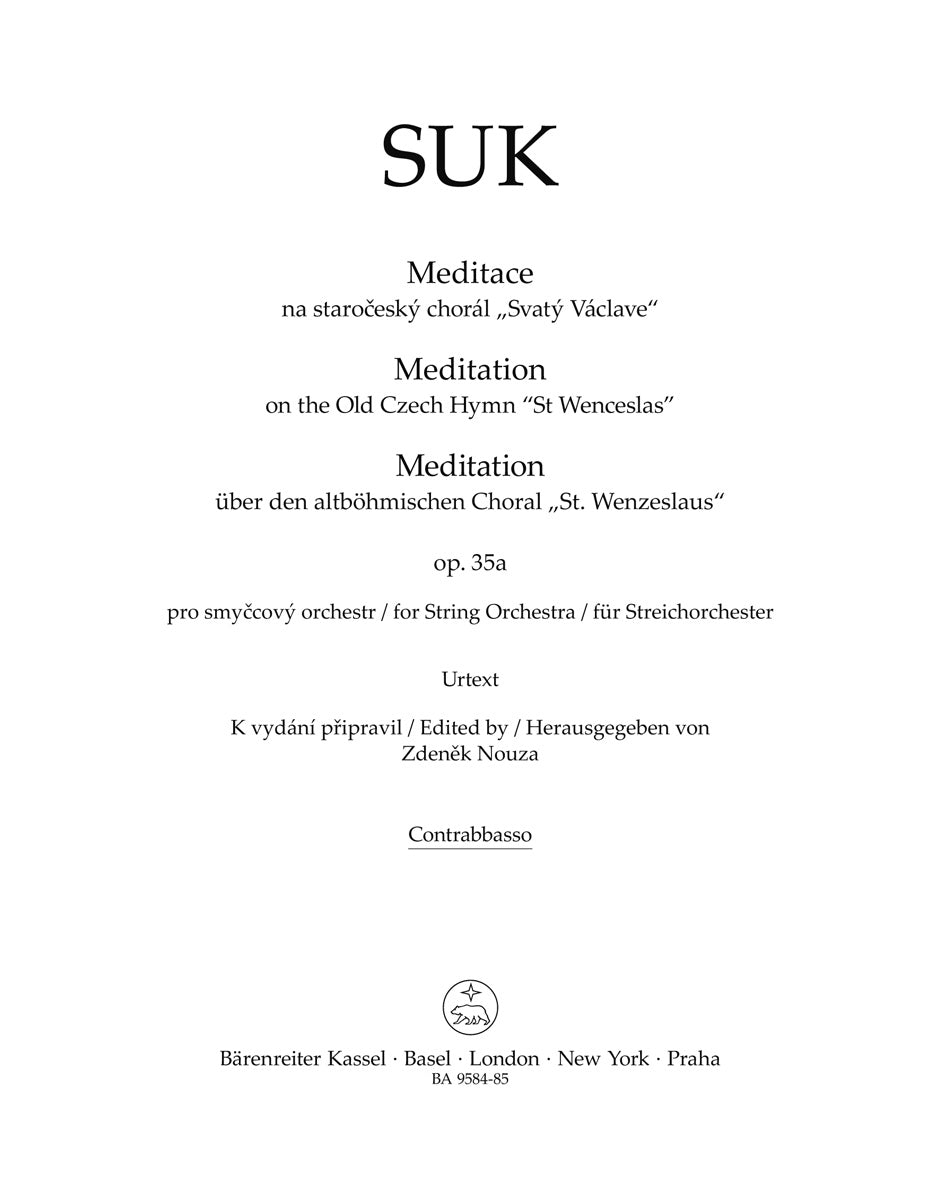 Suk, Meditation op. 35a Contrabass (Barenreiter)