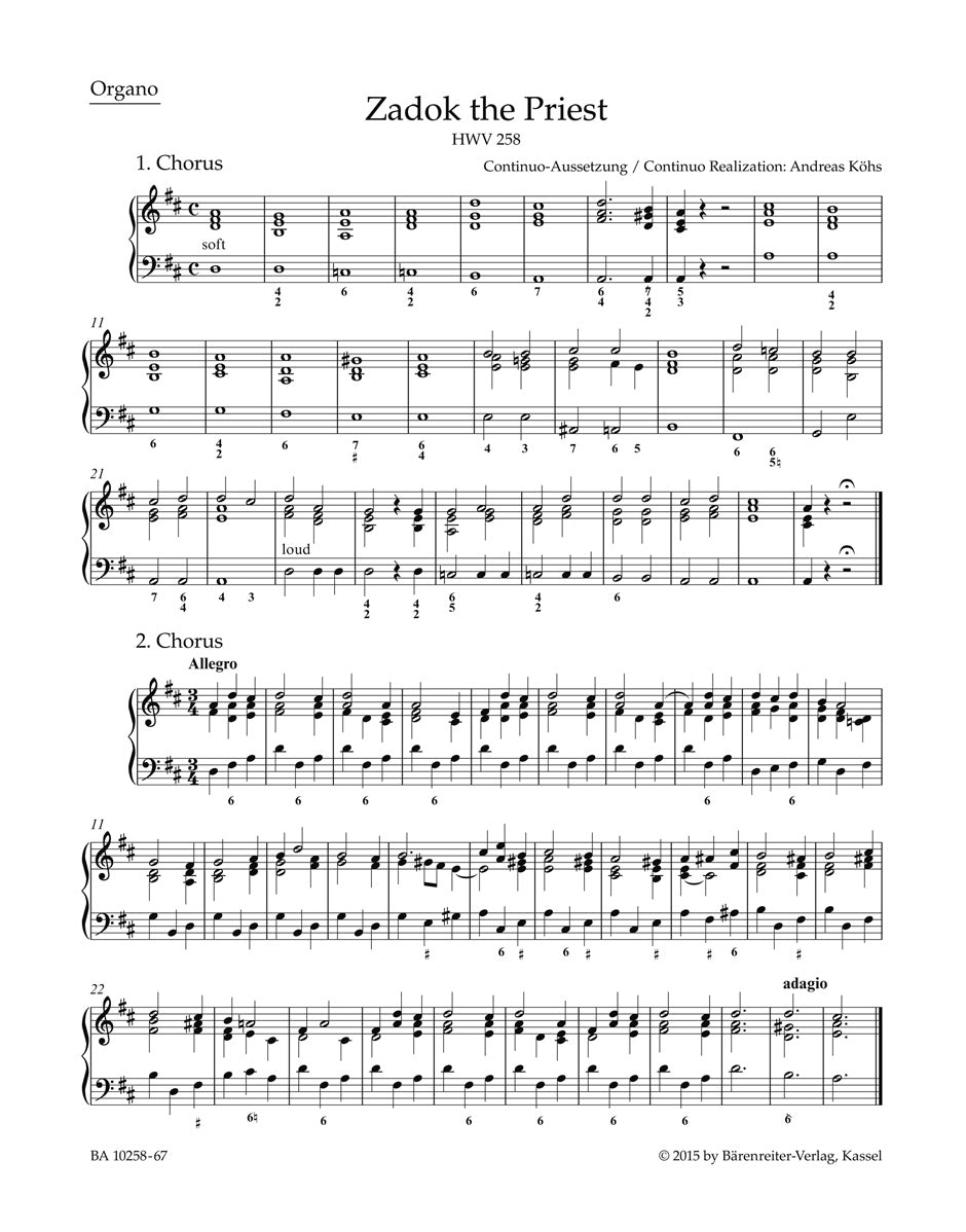Handel, Zadok the Priest Organ (Barenreiter)