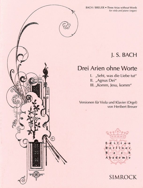 Bach, 3 Arien ohne Worte (Va,Pf/Org) (Simrock)
