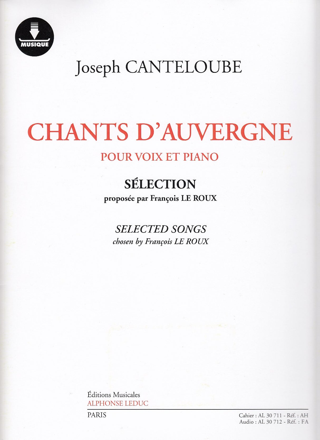Canteloube, Chants d'Auvergne Selection (Heugel/Leduc)