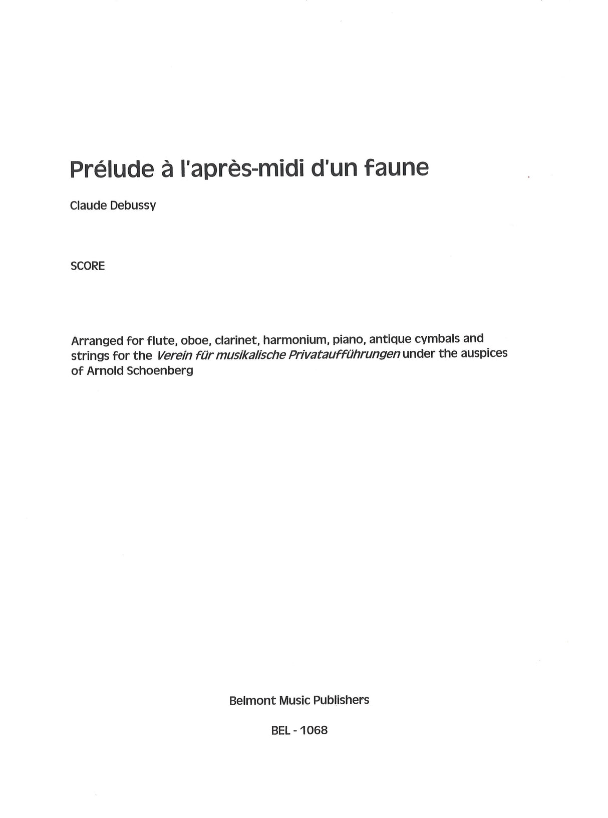Debussy/Sachs, Prelude a l'apres midi (Belmont)