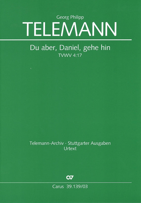 Telemann, Du aber, Daniel Vocal Score (Carus)