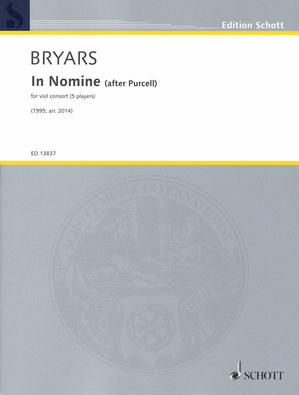 Bryars, In Nomine (after Purcell) 5-part (Schott)