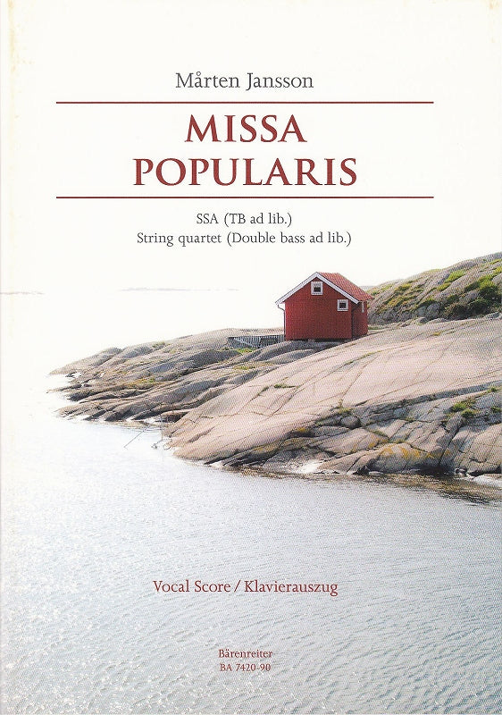 Jansson, Missa Popularis: Vocal Score (Barenreiter)
