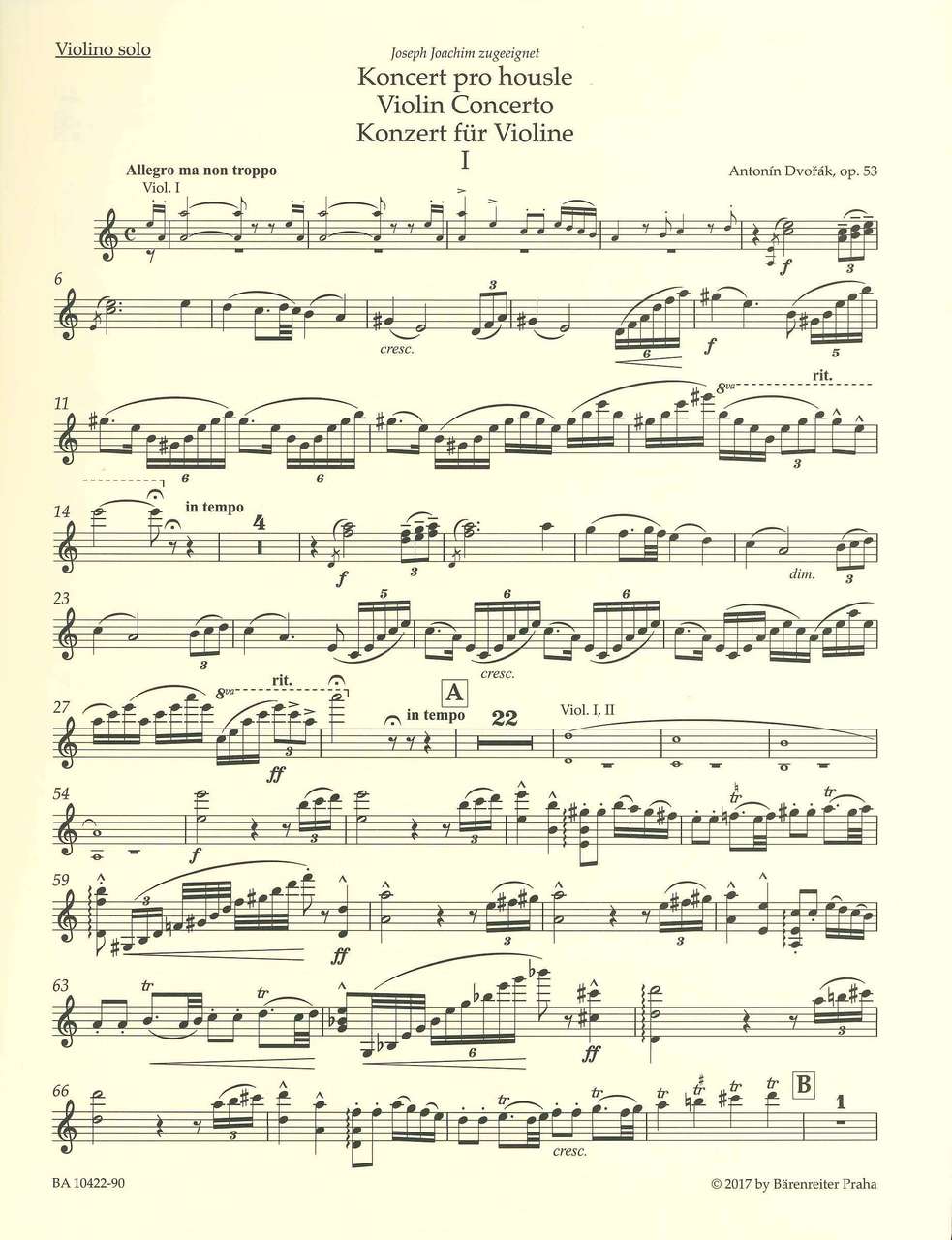 Dvorak, Concerto in a op. 53 (Cividini) (Barenreiter)