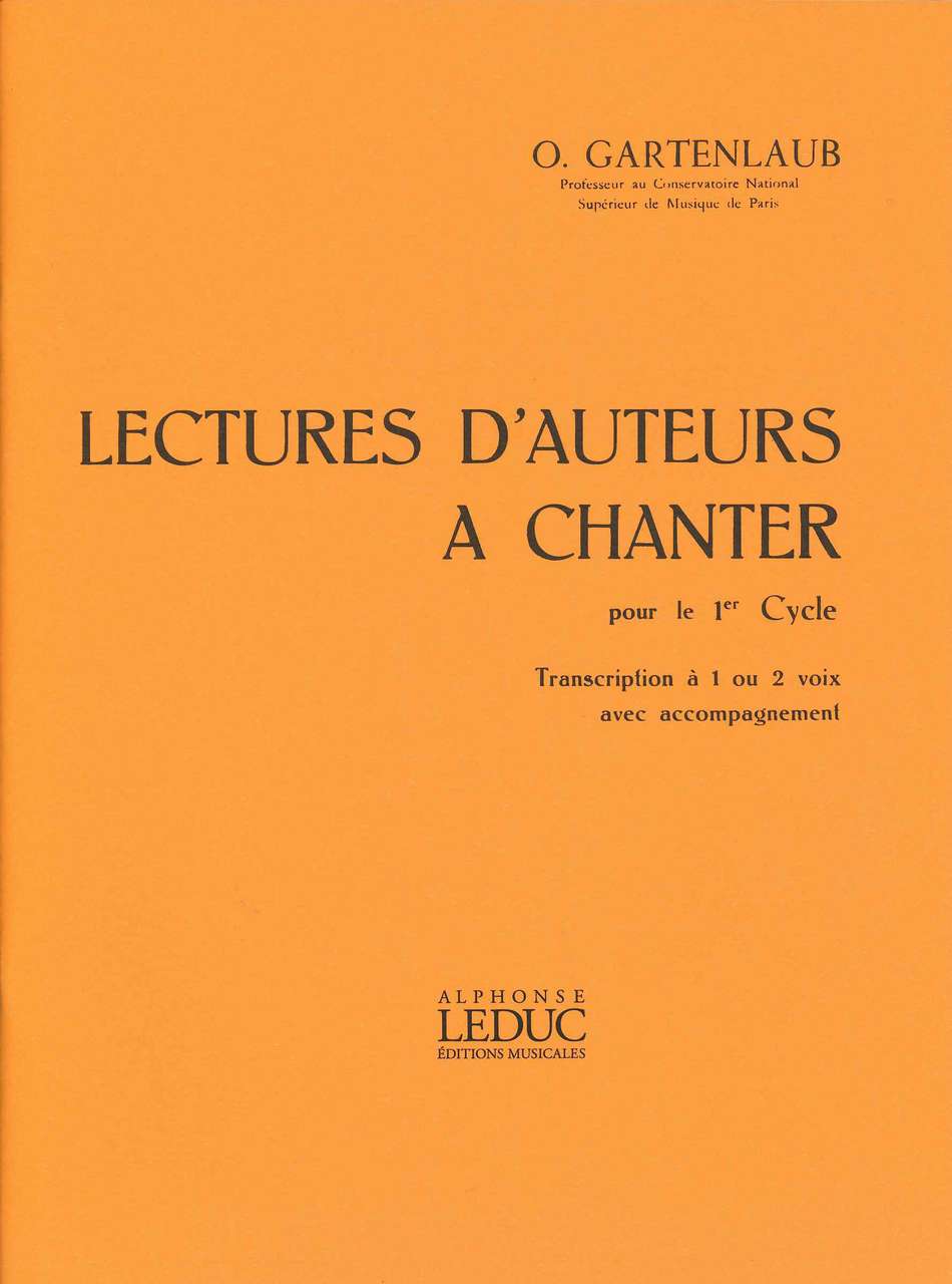 Gartenlaub, Lectures d'auteurs cycle 1 (Hamelle)
