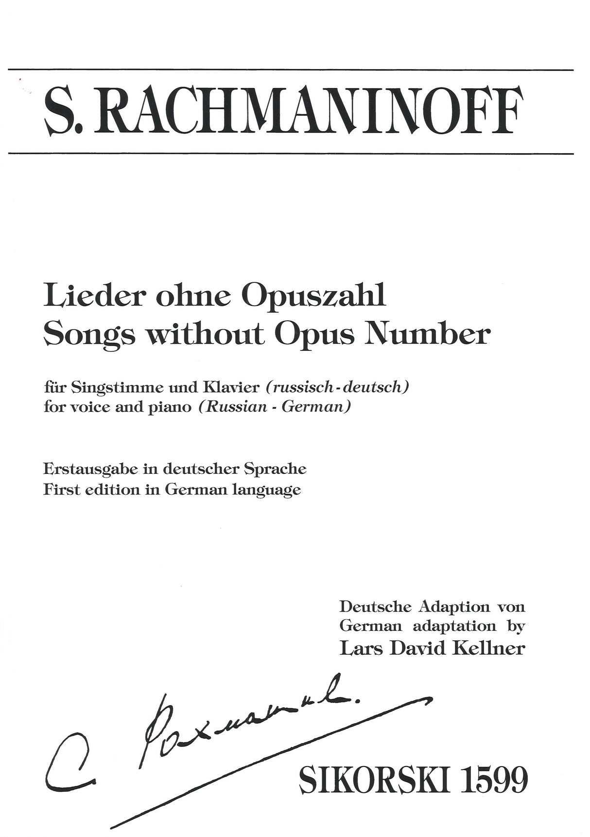Rachmaninoff, Lieder ohne Opuszahl (Sikorski)