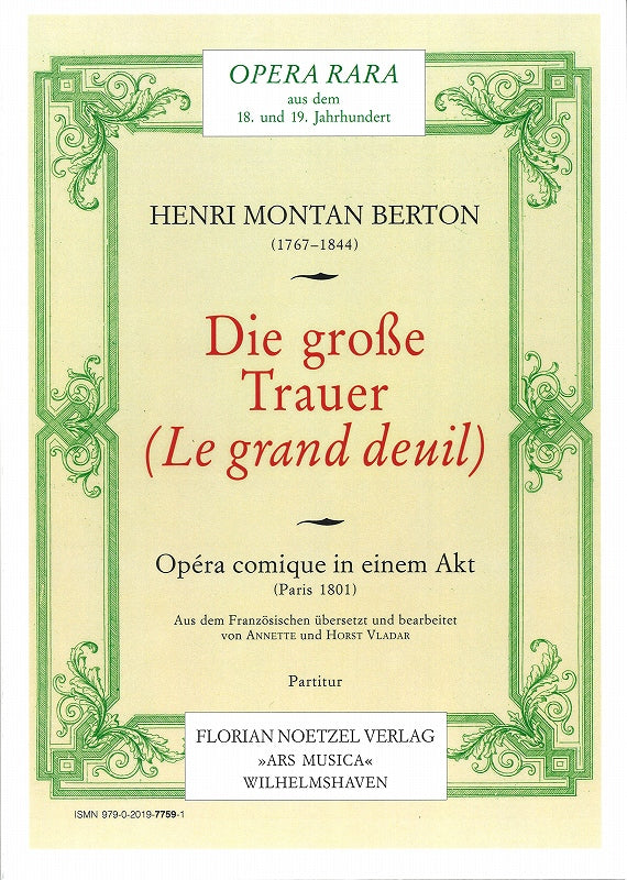 Berton, Grosse Trauer (Score) (Noetzel)
