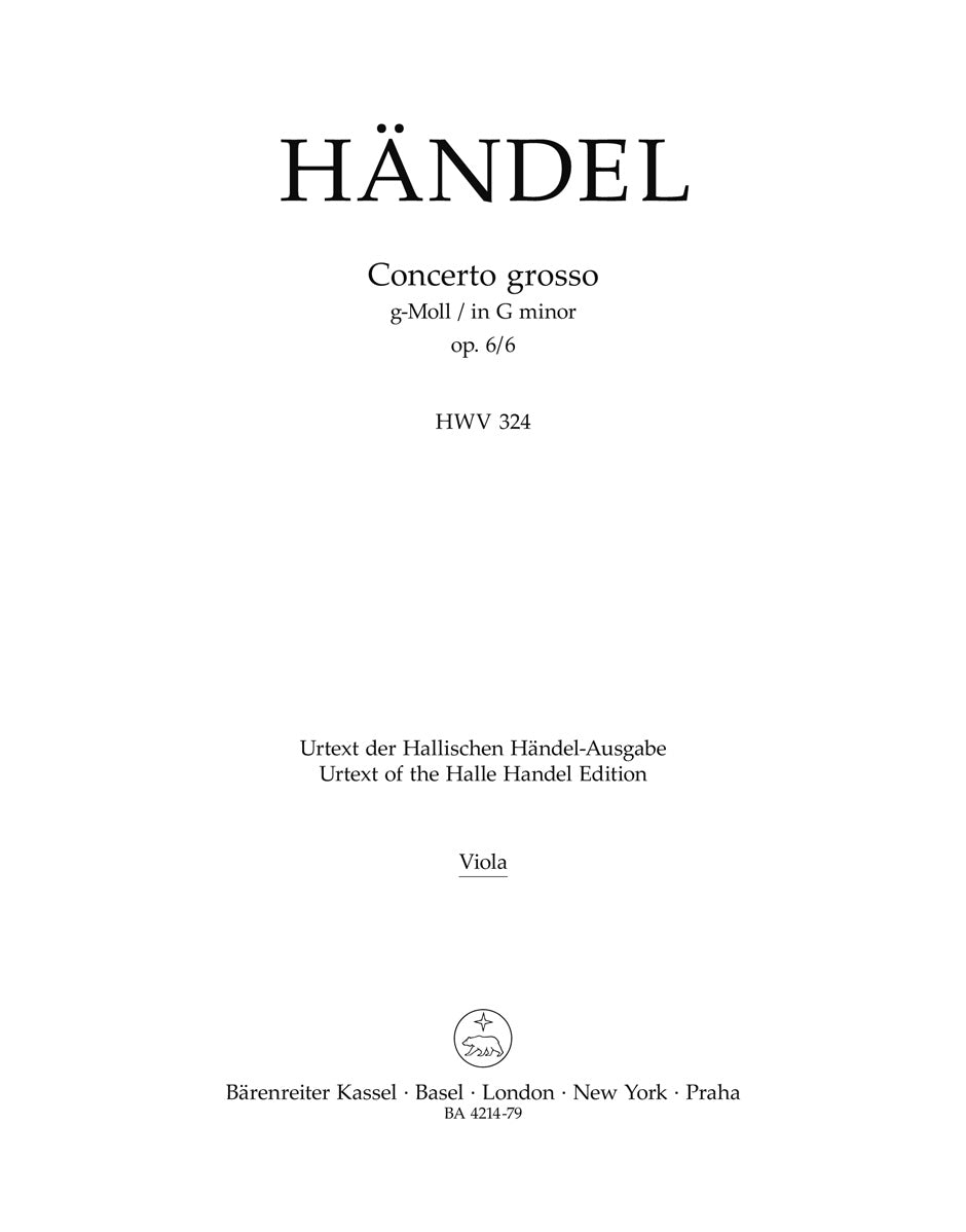 Handel, Concerto op. 6/6 Viola (Barenreiter)