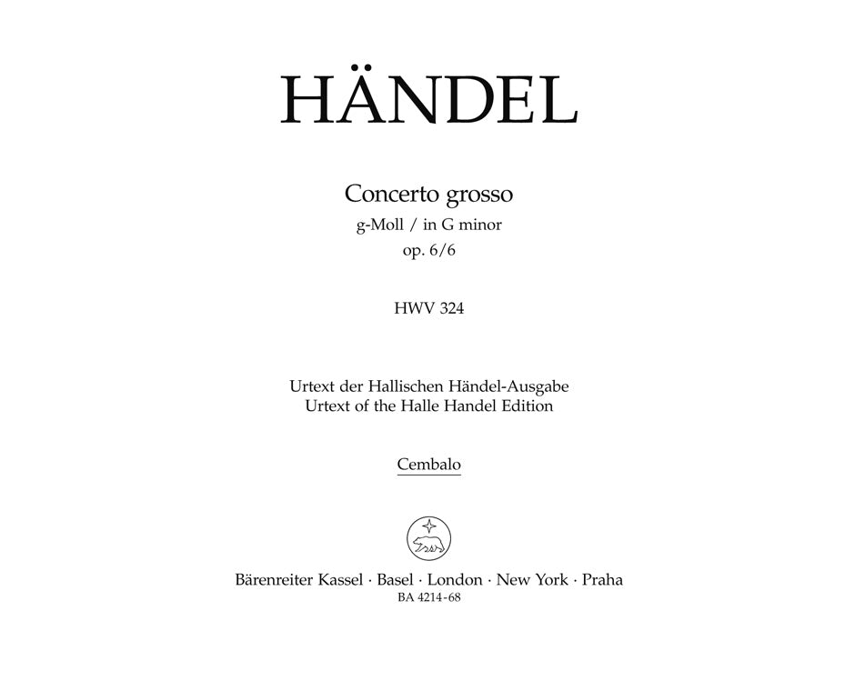 Handel, Concerto op. 6/6 Cembalo (Barenreiter)