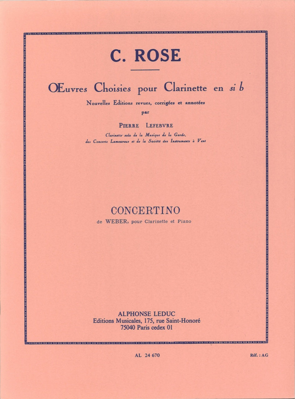 Weber, Concertino op. 26 (Rose/Lefebvre) (Leduc)