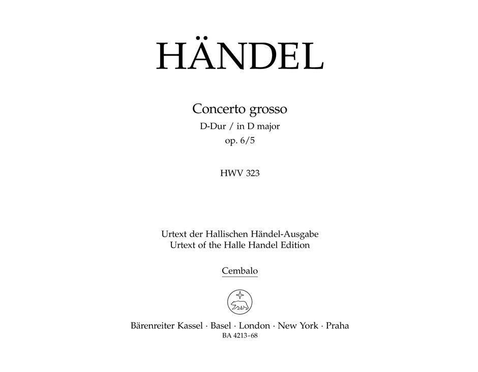 Handel, Concerto op. 6/5 Cembalo (Barenreiter)