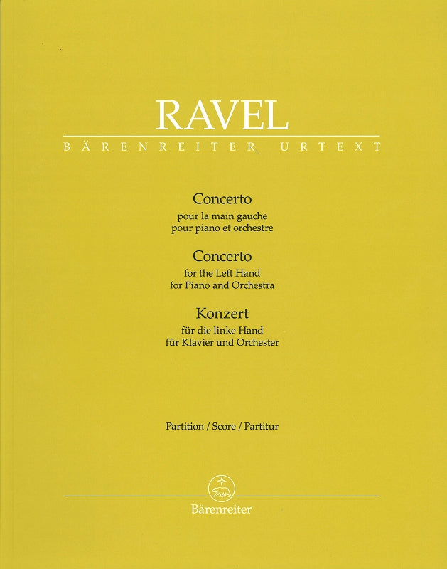 Ravel, Concerto for the LH Full Score (Barenreiter)