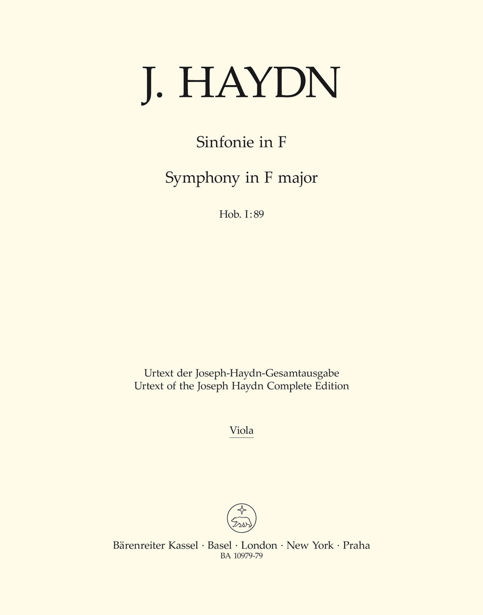 Haydn, Symphony No. 89 Viola (Barenreiter)