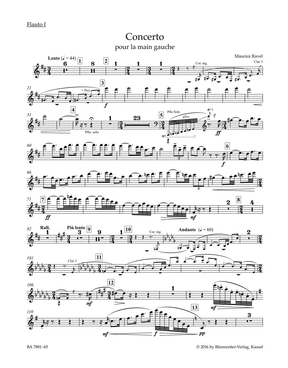 Ravel, Concerto for the LH Wind Set (Barenreiter)